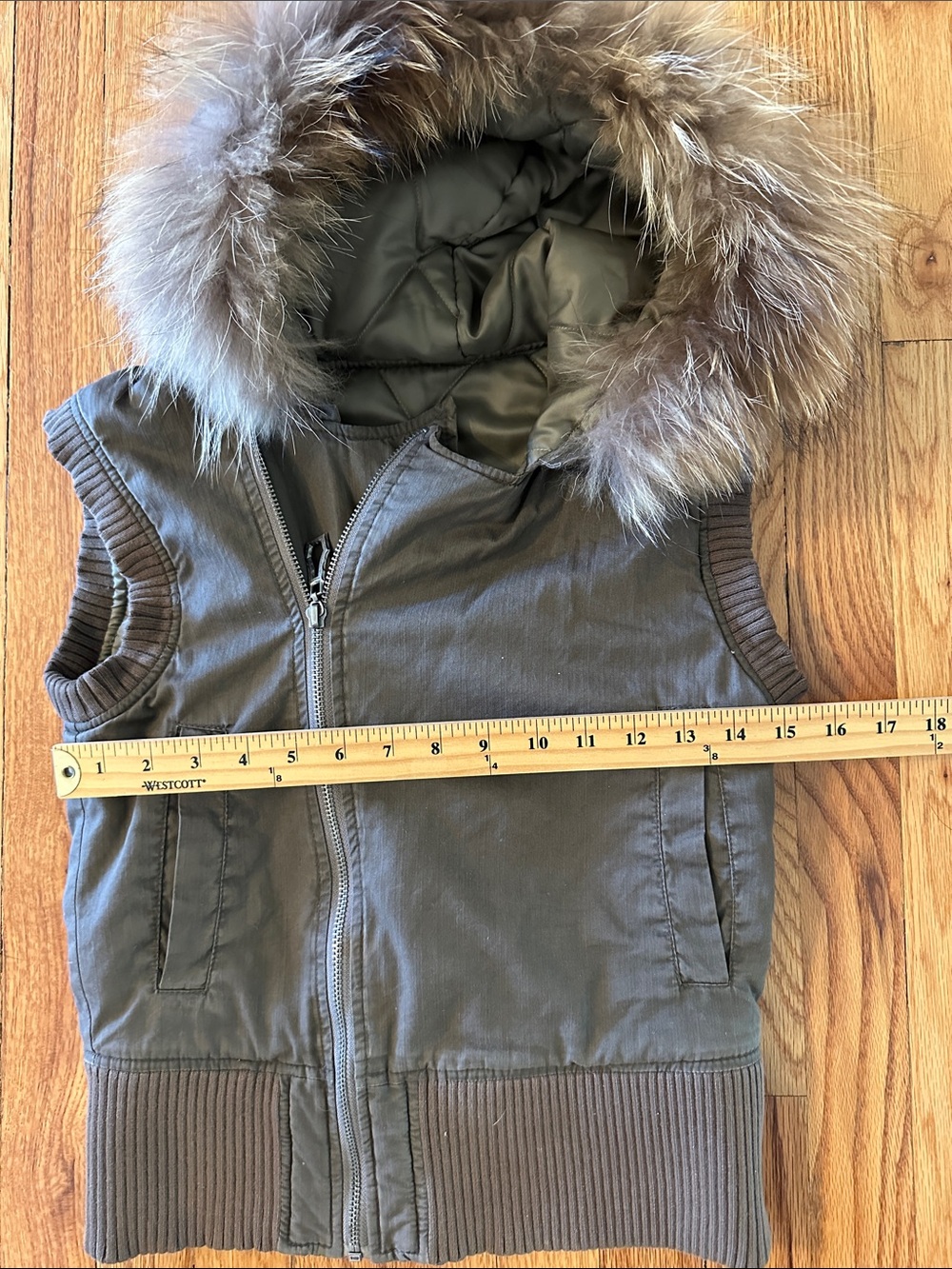 Monarchy vest with fur on hoodie size S. Off center zipper Y2K - Picture 7 of 8